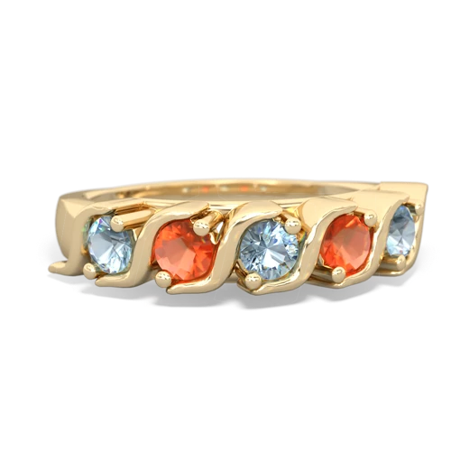 aquamarine-fire opal timeless ring