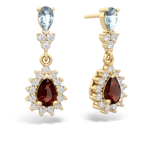 aquamarine-garnet dangle earrings