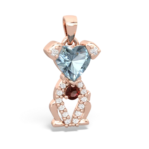 aquamarine-garnet birthstone puppy pendant