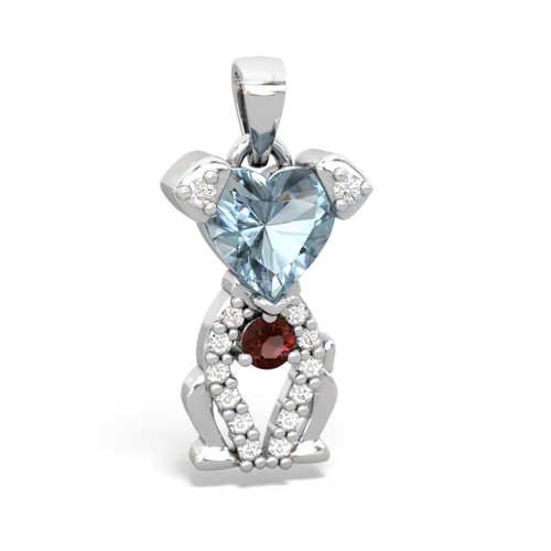 aquamarine-garnet birthstone puppy pendant