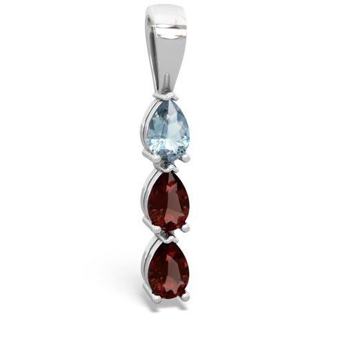 aquamarine-garnet three stone pendant