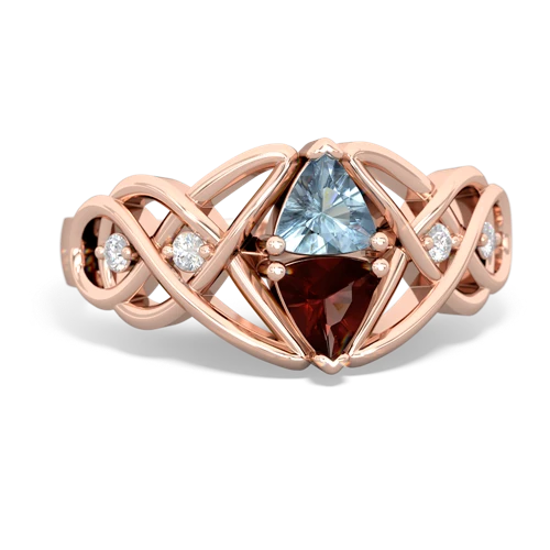 aquamarine-garnet celtic knot ring