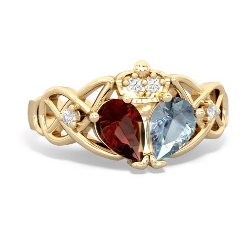 aquamarine-garnet claddagh ring