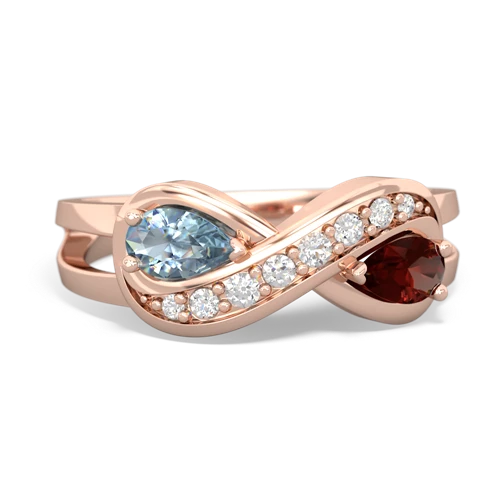 aquamarine-garnet diamond infinity ring