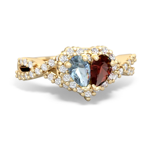 aquamarine-garnet engagement ring