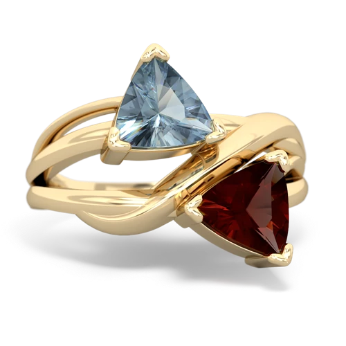 aquamarine-garnet filligree ring