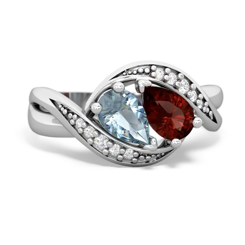 aquamarine-garnet keepsake curls ring