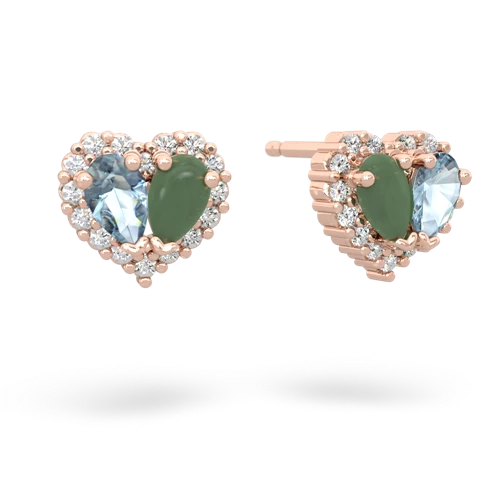 aquamarine-jade halo-heart earrings