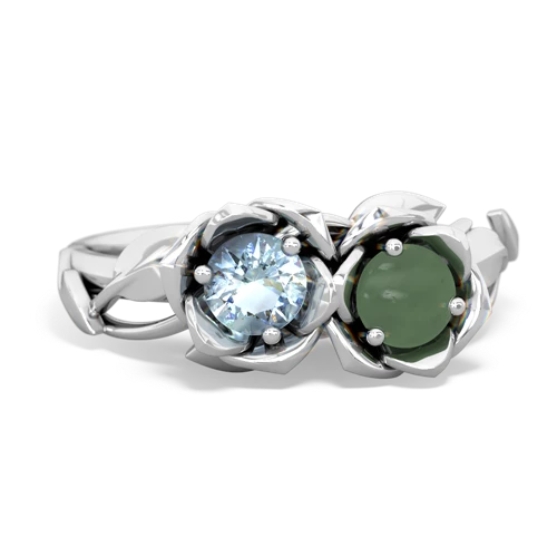 aquamarine-jade roses ring