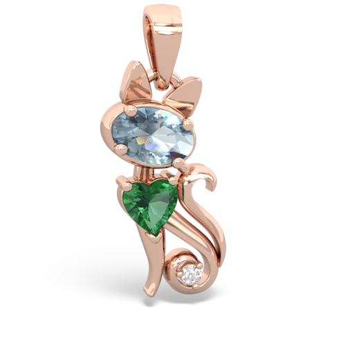 aquamarine-lab emerald kitten pendant