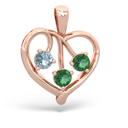 aquamarine-lab emerald love heart pendant