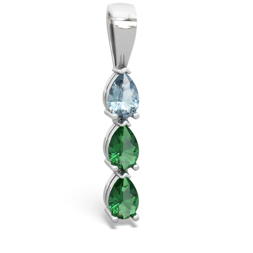 aquamarine-lab emerald three stone pendant