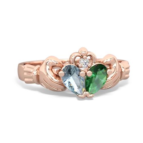 aquamarine-lab emerald claddagh ring