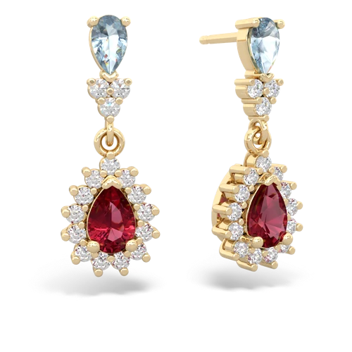 aquamarine-lab ruby dangle earrings