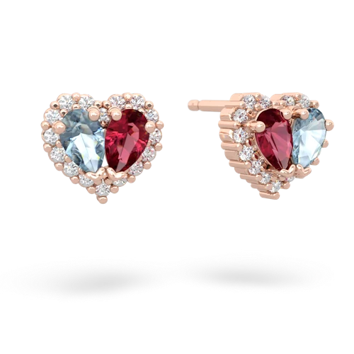 aquamarine-lab ruby halo-heart earrings