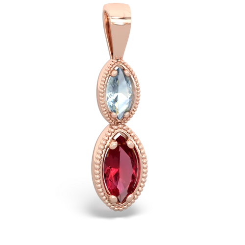 aquamarine-lab ruby antique milgrain pendant