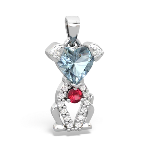 aquamarine-lab ruby birthstone puppy pendant