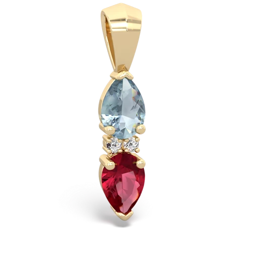 aquamarine-lab ruby bowtie pendant