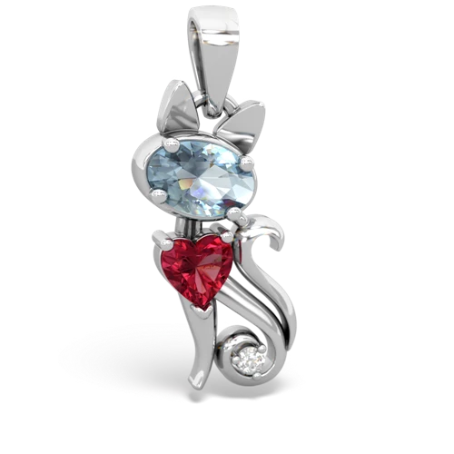 aquamarine-lab ruby kitten pendant