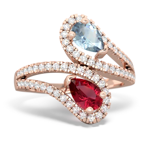 aquamarine-lab ruby pave swirls ring