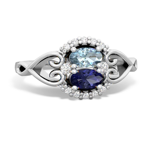 aquamarine-lab sapphire antique keepsake ring