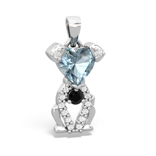 aquamarine-onyx birthstone puppy pendant