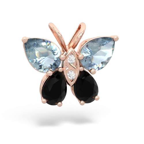 aquamarine-onyx butterfly pendant