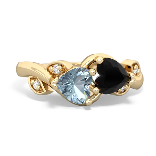 aquamarine-onyx floral keepsake ring