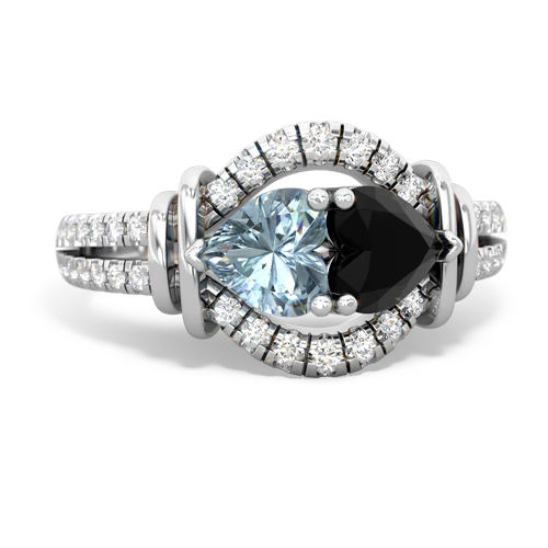 aquamarine-onyx pave keepsake ring