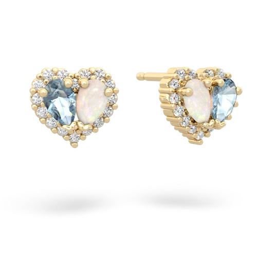 aquamarine-opal halo-heart earrings