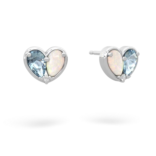 aquamarine-opal one heart earrings