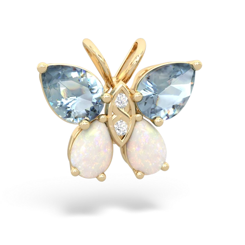 aquamarine-opal butterfly pendant