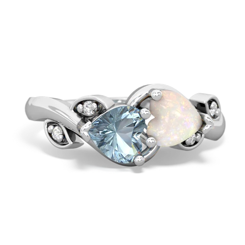 aquamarine-opal floral keepsake ring