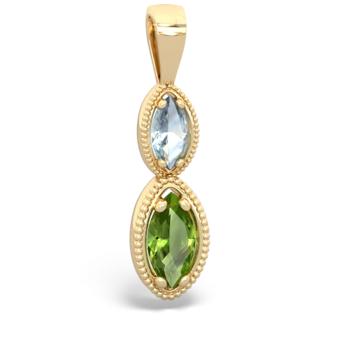 aquamarine-peridot antique milgrain pendant