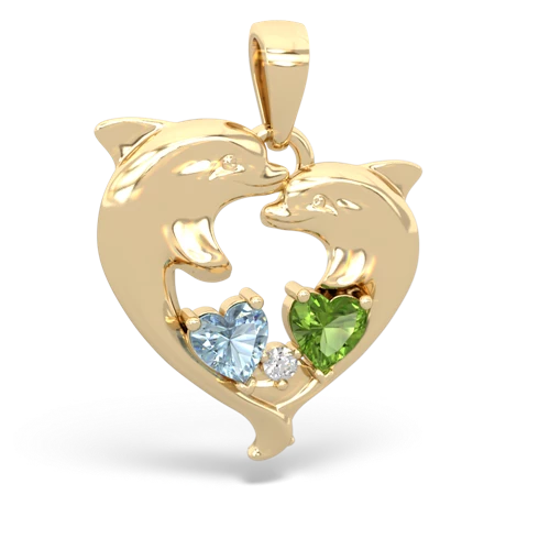 aquamarine-peridot dolphins pendant