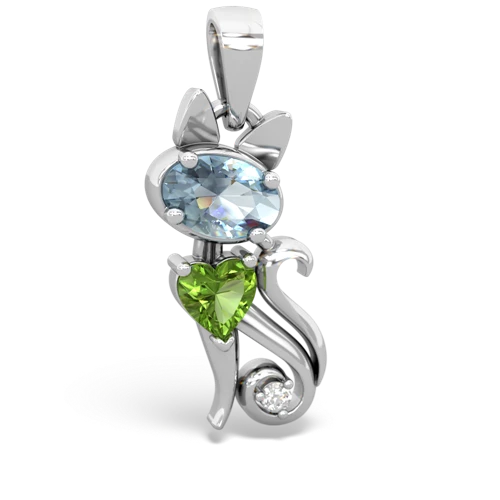 aquamarine-peridot kitten pendant