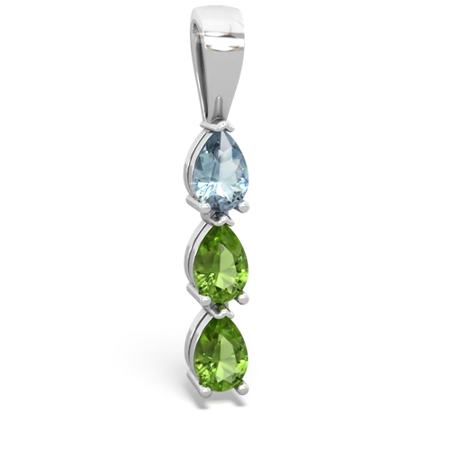 aquamarine-peridot three stone pendant