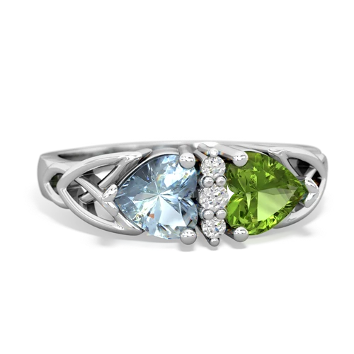 aquamarine-peridot celtic ring