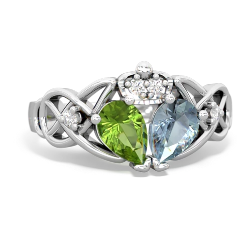 aquamarine-peridot claddagh ring