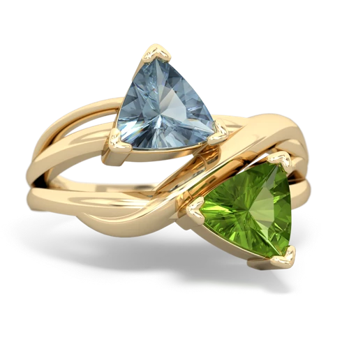 aquamarine-peridot filligree ring