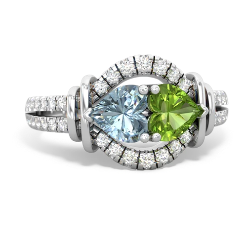 aquamarine-peridot pave keepsake ring