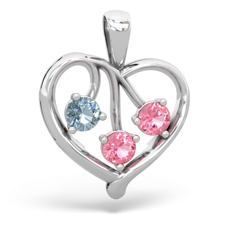 aquamarine-pink sapphire love heart pendant