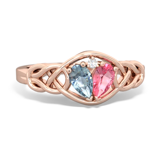 aquamarine-pink sapphire celtic knot ring