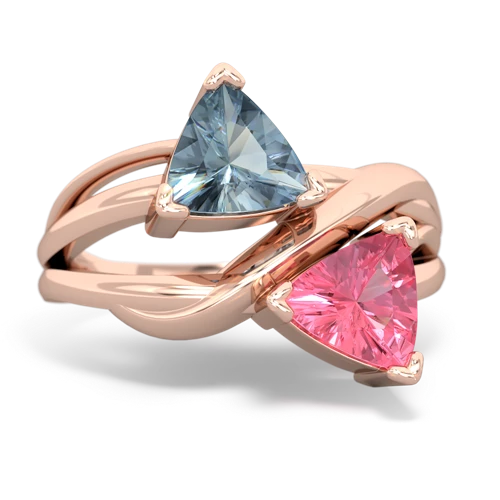 aquamarine-pink sapphire filligree ring