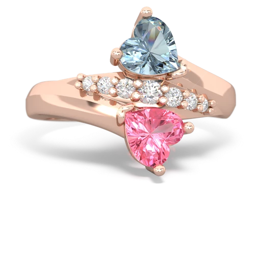 aquamarine-pink sapphire modern ring