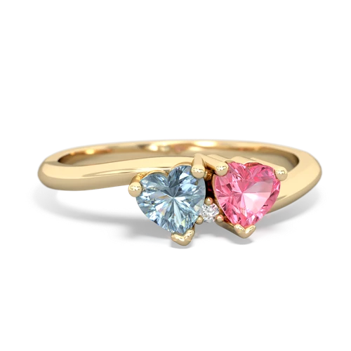 aquamarine-pink sapphire sweethearts promise ring