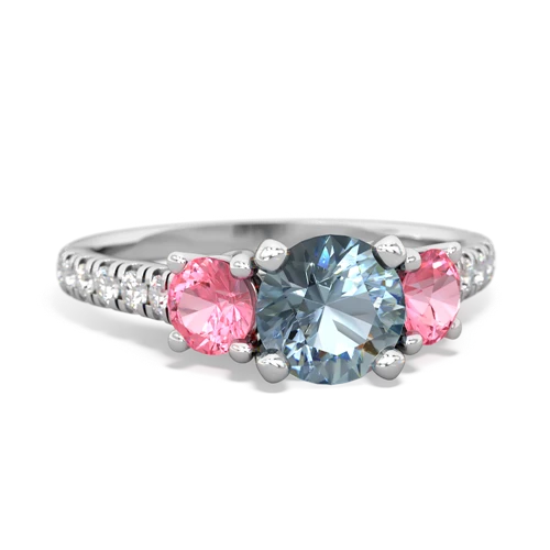 aquamarine-pink sapphire trellis pave ring