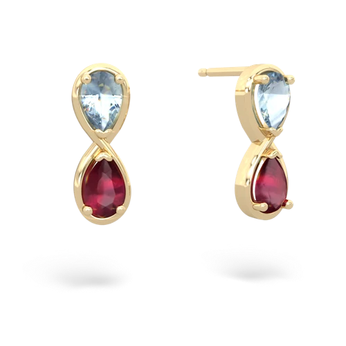 aquamarine-ruby infinity earrings