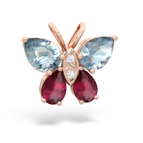 aquamarine-ruby butterfly pendant