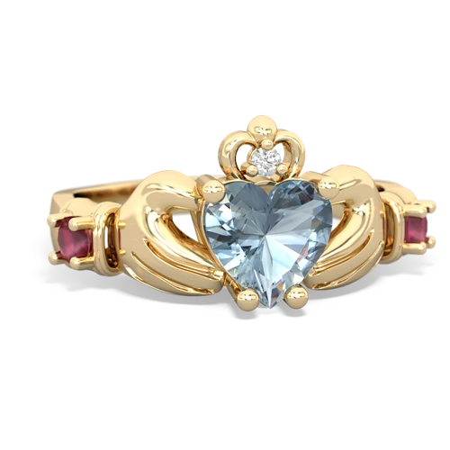 aquamarine-ruby claddagh ring